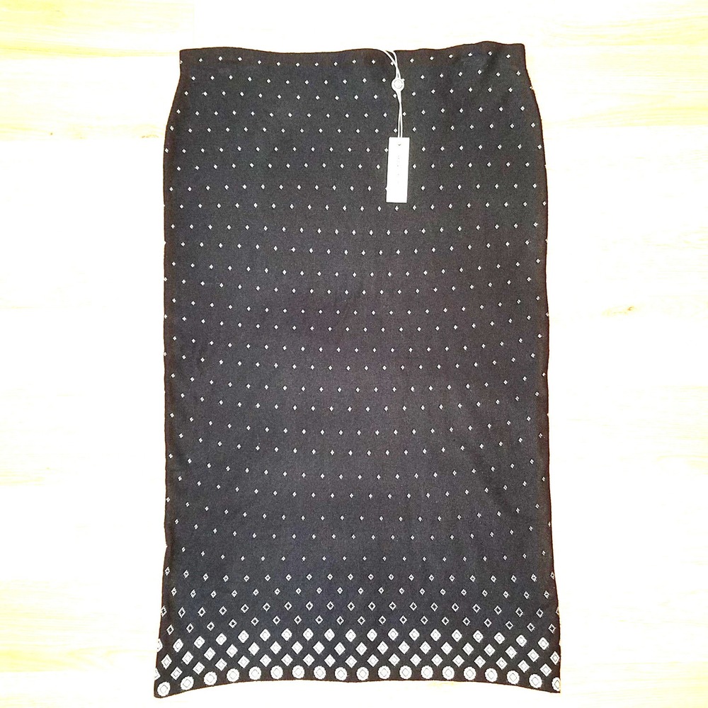 MAX STUDIO women skirt black white L - MSRP $78